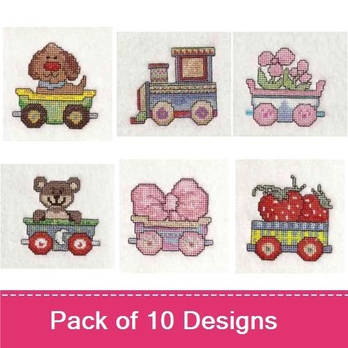 Train Embroidery Bundle – Dog, Bear & Flower Designs (10 Designs)