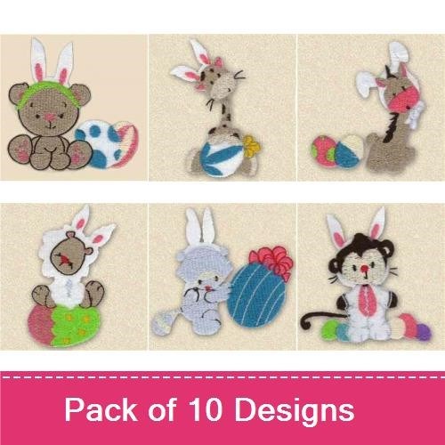Easter Bunny & Friends Embroidery Bundle – Cute Animal Designs (10 Designs)