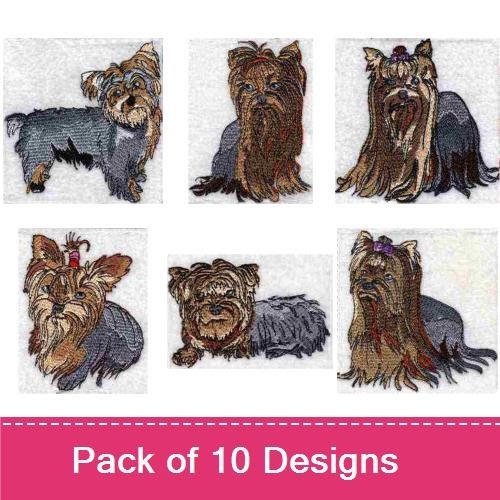 Yorkshire Terrier Embroidery Bundle – Adorable Dog Designs (10 Designs)