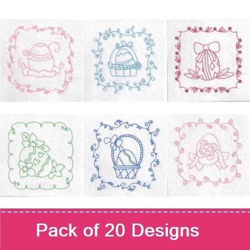 Easter Redwork Quilt Blocks