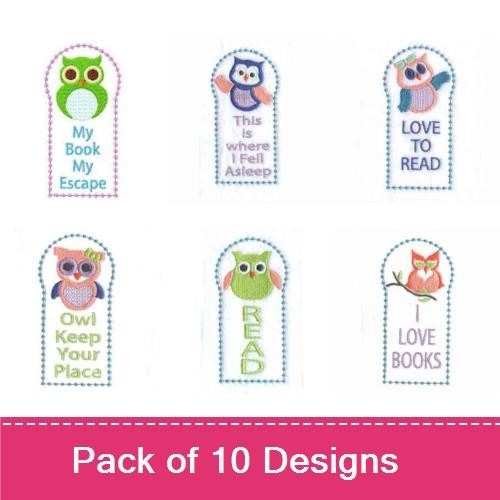 ITH Owl-Themed Bookmark Embroidery Designs Bundle – My Place, Owl Keep Your Place, Love to Read & More (10 Designs)