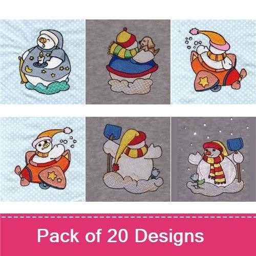 Snowman Embroidery Bundle – Holiday Fun (20 Designs)