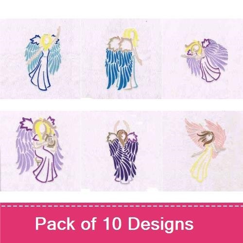 Bears & Angels Embroidery Bundle – Smiling Bear with Flowers, Angel with Blue Wings, Bear with Hearts & More (10 Designs)