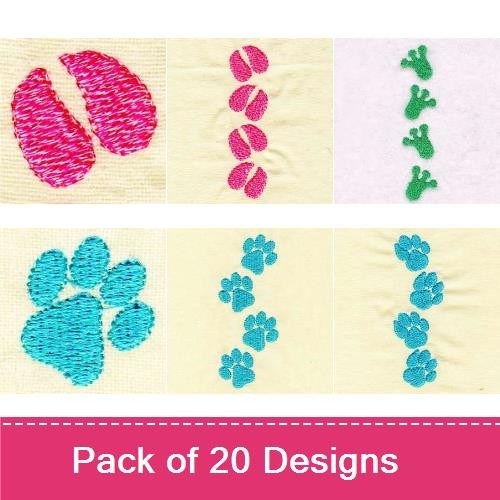Heart & Paw Print Embroidery Bundle – Cute Animal Designs (20 Designs)