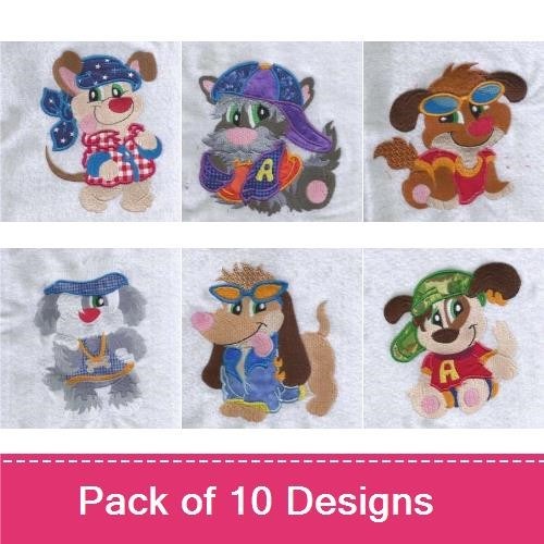 Dog & Cat Embroidery Bundle – Fun Animal Designs (10 Designs)