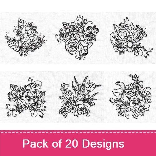 Black Work Florals