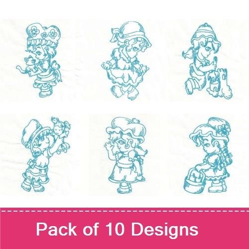 Redwork Lighthouse & Vintage Kids Embroidery Designs Bundle – Charming Lighthouse, Vintage Kid with Hat & More (10 Designs)