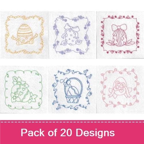 Easter Redwork Quilt Blocks