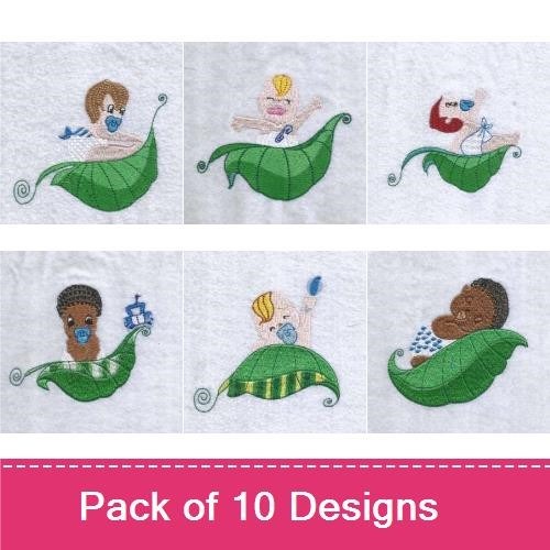 Sweet Baby & Candy Cottage Embroidery Bundle – Baby in Leaf, Candy House, Ice Cream Stand & More (10 Designs)