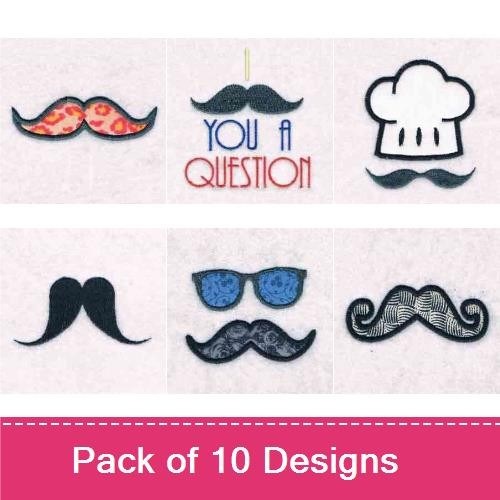 Vintage Cars & Mustaches Embroidery Designs Bundle – Vintage Car, Mustache, Cartoon Alligator & More (10 Designs)