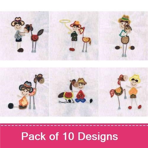 Kids & Animals Embroidery Designs Bundle – Girl with Horse, Boy with Dog, Girl in Overalls & More (10 Designs)