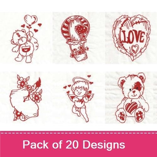 Redwork Love is in the Air