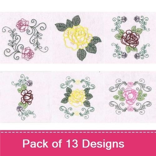 Roses & Birdhouses Embroidery Bundle – Single Rose Quote, Birdhouse, Floral Accent & More (13 Designs)