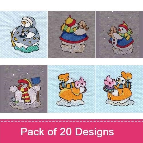 Snowman Embroidery Bundle – Winter Characters (20 Designs)