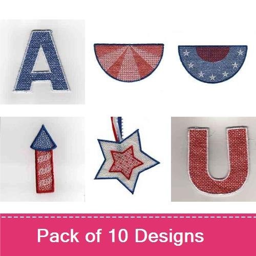 Americana Embroidery Bundle – Apple Jar, Hand with Scissors, Half Circle & More (10 Designs)