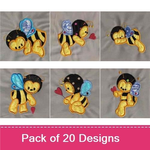 Applique Valentine Bees