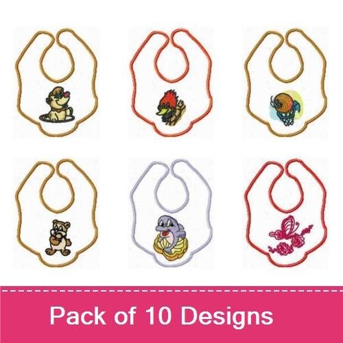 Animal Bib Embroidery Bundle – Cute Designs (10 Designs)