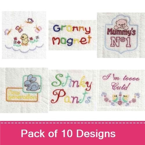 Cute Baby Sayings Embroidery Designs Bundle – A Star is Born!, Cute as a Button, Granny's Magnet & More (10 Designs)