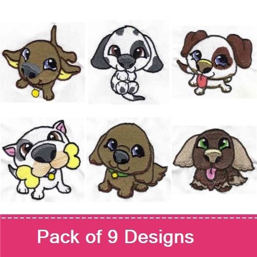 Dog Embroidery Bundle – Cute Puppy Designs (9 Designs)