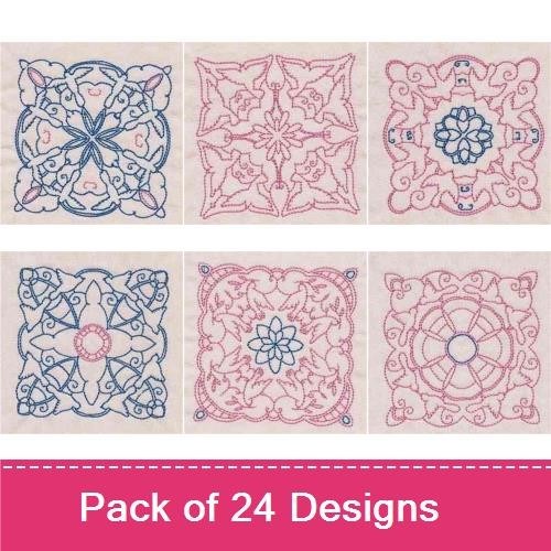 Blue Doves and Flowers Quilt Blocks