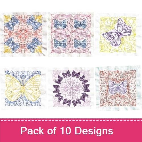 Butterfly Quilt Redwork