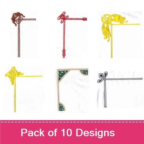 Decorative Corner Embroidery Bundle – Unique Knot Designs (10 Designs)