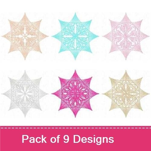Redwork Elegant Star Mandala Embroidery Designs Bundle – Elegant Star Mandala Designs 1-9 (9 Designs)