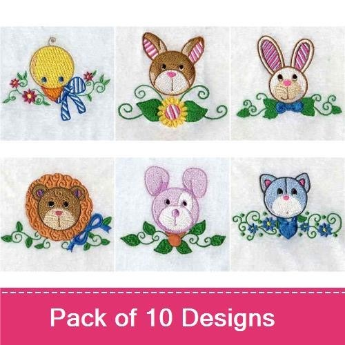 Chick, Bunny & Animal Embroidery Bundle – Spring Designs (10 Designs)