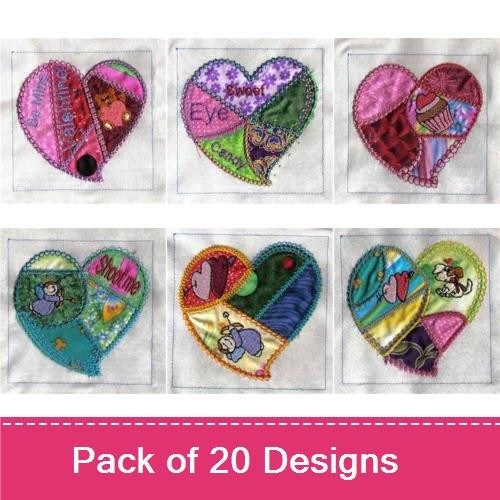 Crazy Quilt Applique Hearts