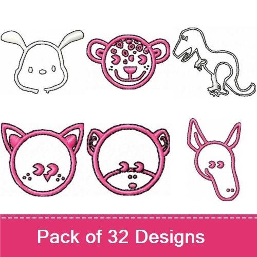 Animal Outline Embroidery Bundle – Bunny, Leopard, T-Rex & More (32 Designs)