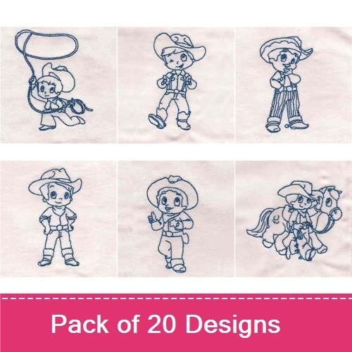 Cute Cowboy Redwork