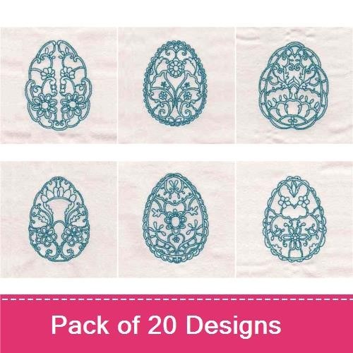 Decorative Redwork Easter Eggs
