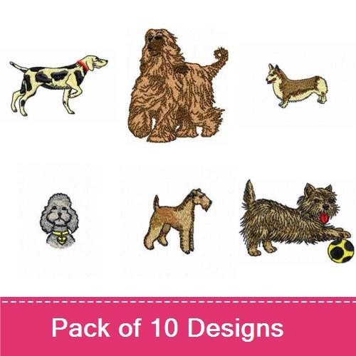 Dog Embroidery Bundle – Basset Hound, Corgi & More (10 Designs)