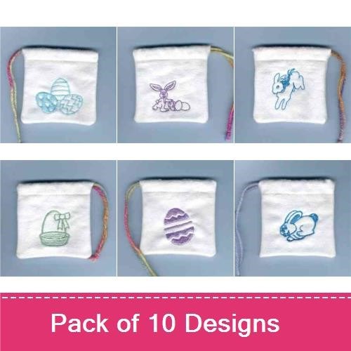 Easter Bunny & Eggs Embroidery Designs Bundle – Cute Bunny, Colorful Egg, Bunny with Carrot & More (10 Designs)