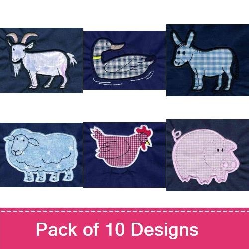 Farm Animal Embroidery Bundle – Goat, Duck, Donkey & More (10 Designs)
