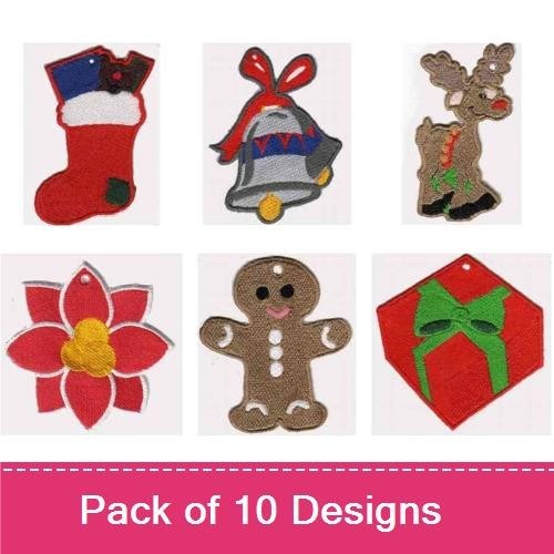 Santa Face & Christmas Stocking Embroidery Designs Bundle – Reindeer, Candle, Gift Box & More (10 Designs)