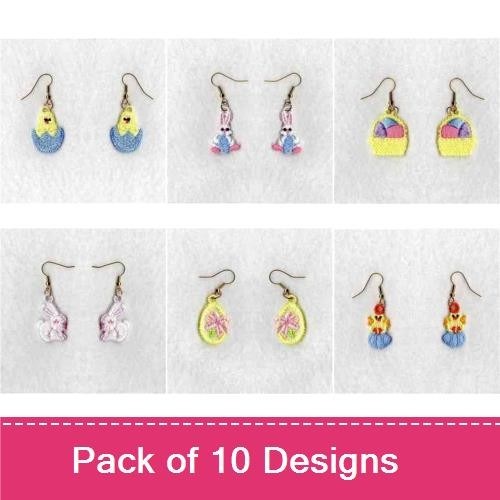 Easter Earrings Embroidery Bundle – Spring Designs (10 Designs)