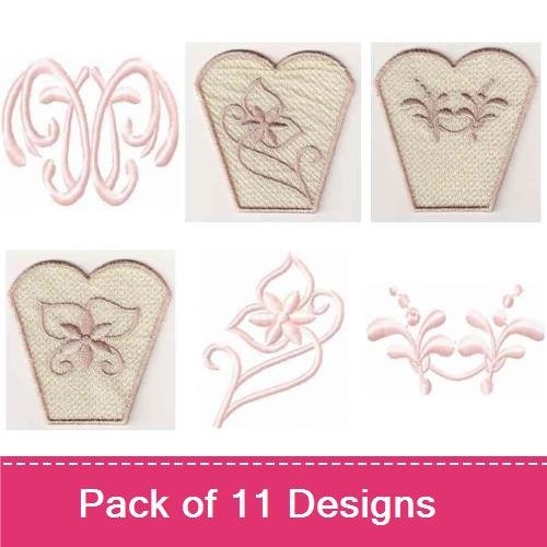 FSL Elegant Lace Embroidery Designs Bundle – Floral Lace Heart, Intricate Lace Heart, Large Lace Heart & More (11 Designs)