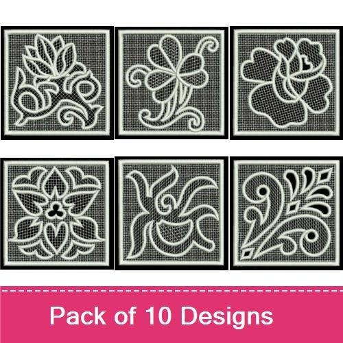 FSL Elegant Floral Lace Embroidery Designs Bundle – Intricate Patterns, Delicate Textures & More (10 Designs)