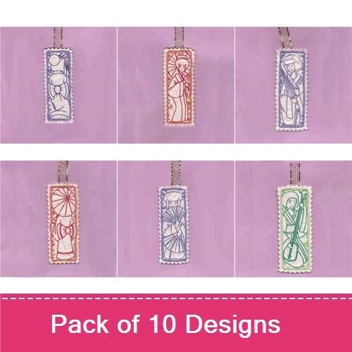 Geisha Silhouettes Embroidery Designs Bundle – Elegant Figures in Unique Palettes (10 Designs)