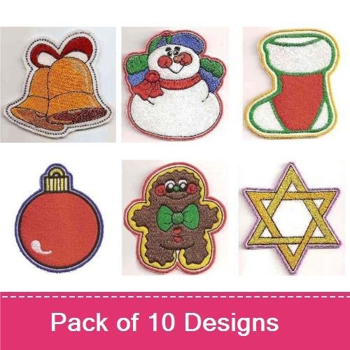 Holiday Embroidery Designs Bundle – Snowman, Gingerbread Man, Christmas Stocking & More (10 Designs)