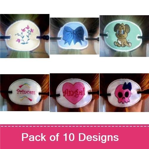 Flower, Bow & Puppy Embroidery Bundle – Princess, Angel & Skull (10 Designs)