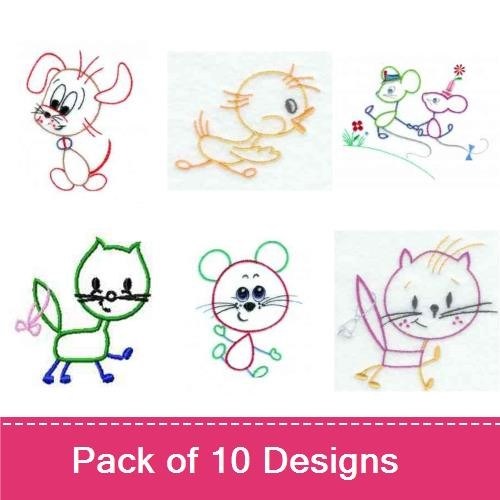 Cute Animal Embroidery Bundle – Adorable Characters (10 Designs)