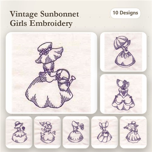 Vintage Redwork Sunbonnets