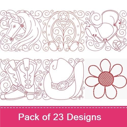Western Redwork Blocks