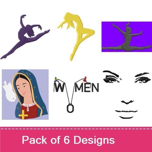Dance Embroidery Designs Bundle – Dance Pose Silhouette, Dancer Outline, Ballet Dancer & More (6 Designs)