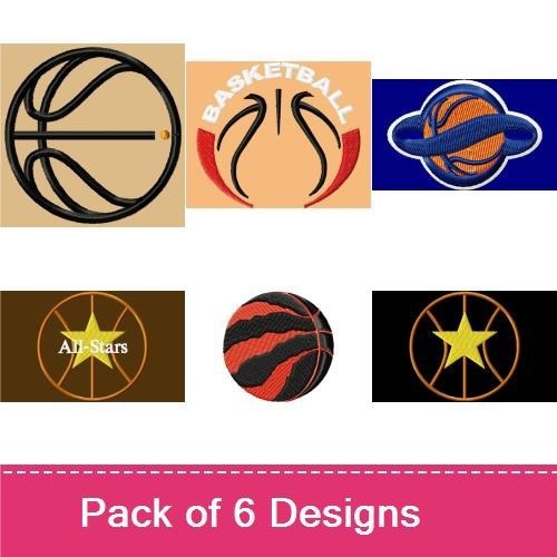 Basketball Embroidery Designs Bundle – Basketball Text Design, Planet Basketball, All Stars Logo & More (6 Designs)
