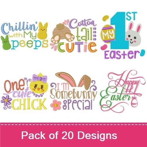 Easter & Spring Embroidery Designs Bundle – Chillin' with My Peeps, Bunnies and Bows, Chicks Dig Me & More (20 Designs)