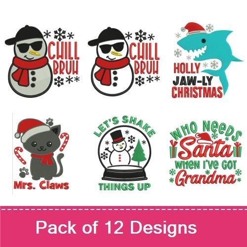 Holiday Character Embroidery Designs Bundle – Dear Santa, The Elf Lied, Cookie Tester Reporting for Duty & More (12 Designs)