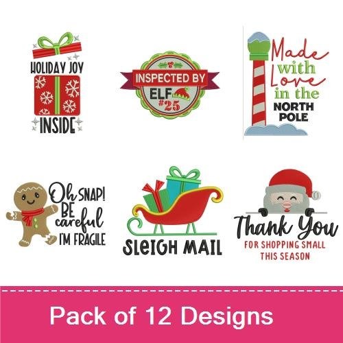Christmas Mail Embroidery Designs Bundle – Holiday Joy Gift Box, Merry Mail, Santa's Workshop & More (12 Designs)